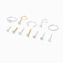Sterling Silver Cubic Zirconia 22G Mixed Nose Studs &amp; Hoop - 12 Pack,