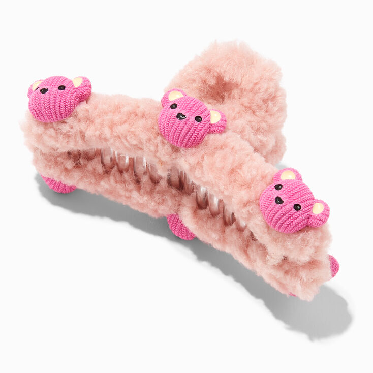 Sherpa Teddy Bear Hair Claw - Pink,