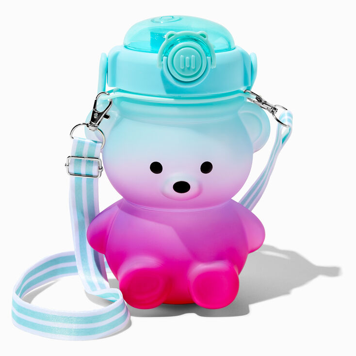Pink &amp; Blue Bear Crossbody Water Bottle,