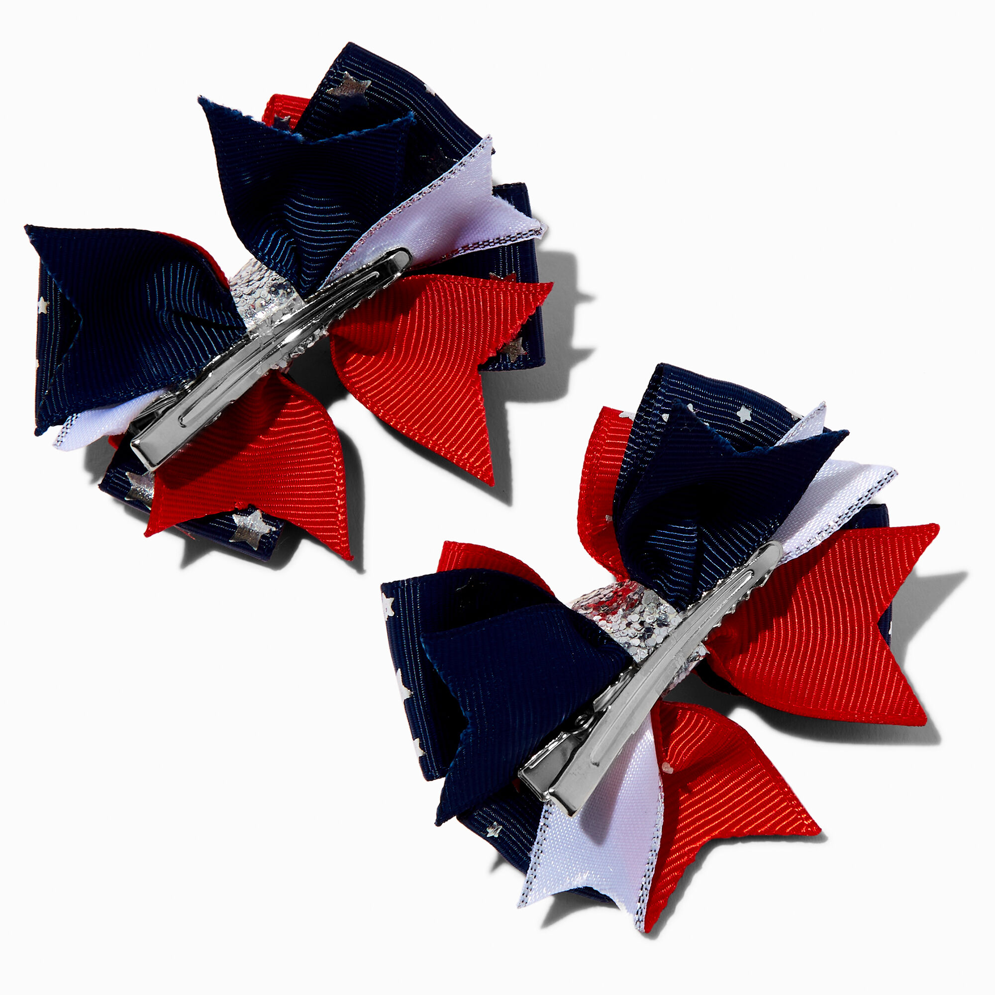 Red, White, & Blue Stars Hair Bow Clips - 2 Pack,