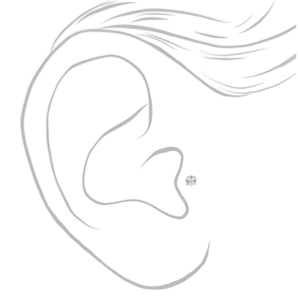Silver 16G Stone Tragus Stud Flat Back Earring,