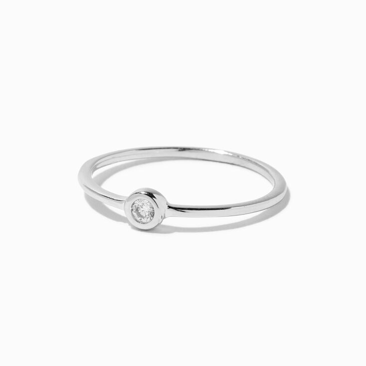 C LUXE by Claire&#39;s Sterling Silver 1/20 ct. tw. Bezel Round Lab Grown Diamond Ring,