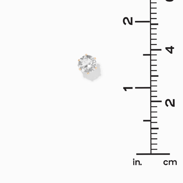 Gold-tone Cubic Zirconia 7MM Round Stud Earrings,