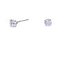 Silver-tone Cubic Zirconia 4MM Round Stud Earrings,