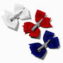 Red, White, &amp; Blue Gemstone Hair Bow Clips - 3 Pack,