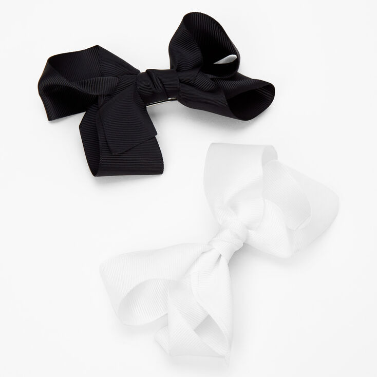 Black &amp; White Cheer Hair Bow Clips - 2 Pack,