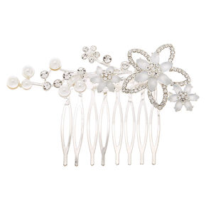 Silver Frosted Flower Hair Comb,