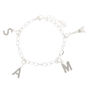 Silver Embellished Initial Bracelet Charm - C,