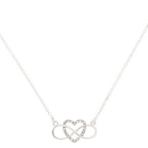 Silver Infinity Heart Pendant Necklace,