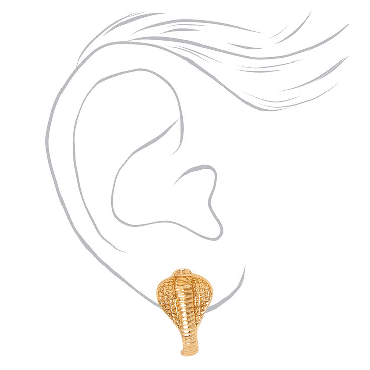 Gold Cobra Snake Stud Earrings,