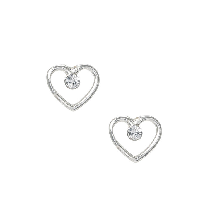 C LUXE by Claire&#39;s Sterling Silver Heart Outline Stud Earrings,