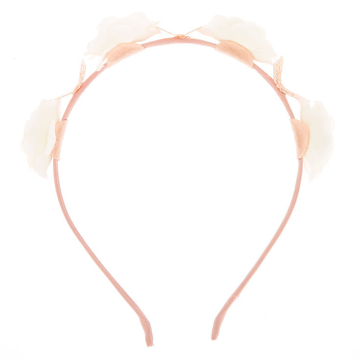 Ivory Flower &amp; Butterfly Headband,