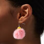 Yellow Chick Pink Pom Pom 1.5&quot; Drop Earrings ,