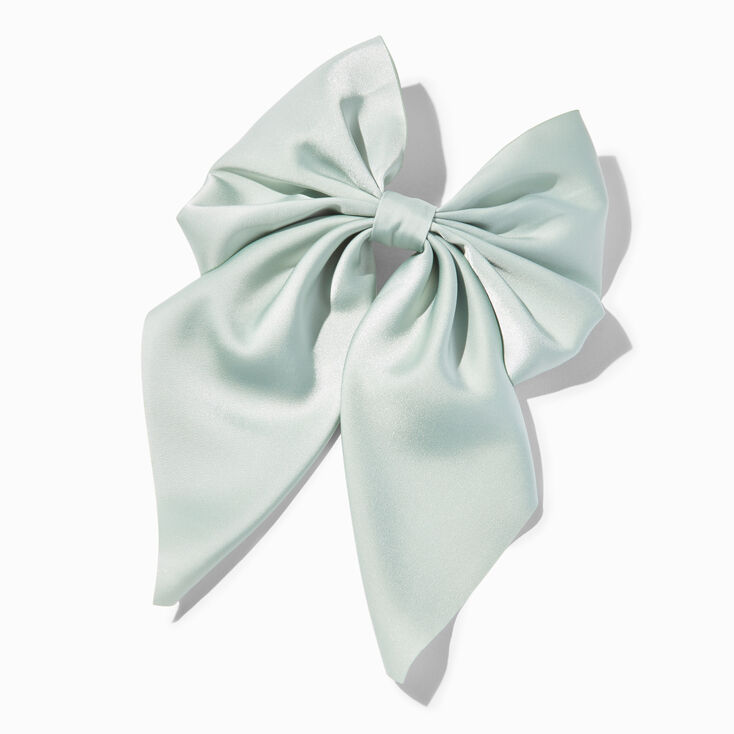 Sage Green Satin Hair Bow Clip,