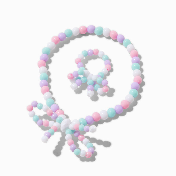 Claire&#39;s Club Pastel Bow Beaded Jewelry Set - 3 Pack,