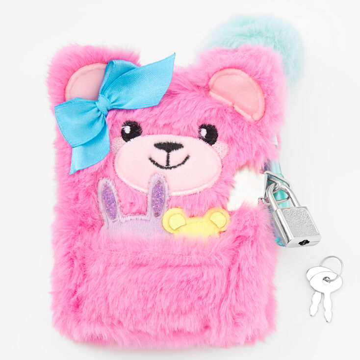 Claire&#39;s Club Pink Bear with Bow Lock Diary,