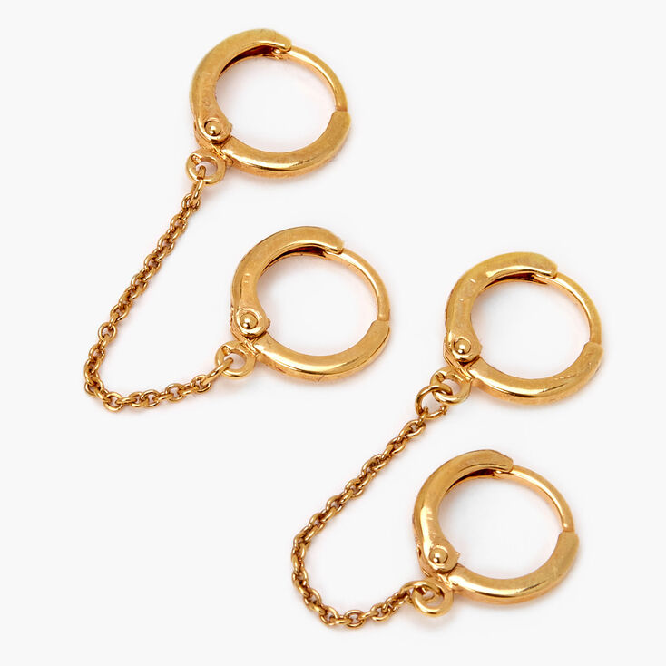 C LUXE by Claire&#39;s 18k Gold Plated 10MM Connector Chain Hoop Earrings,