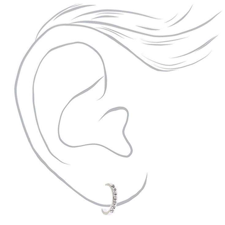 C LUXE by Claire&#39;s Sterling Silver Crystal Half Hoop Earrings,
