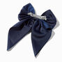 Navy Blue Satin Hair Bow Clip,