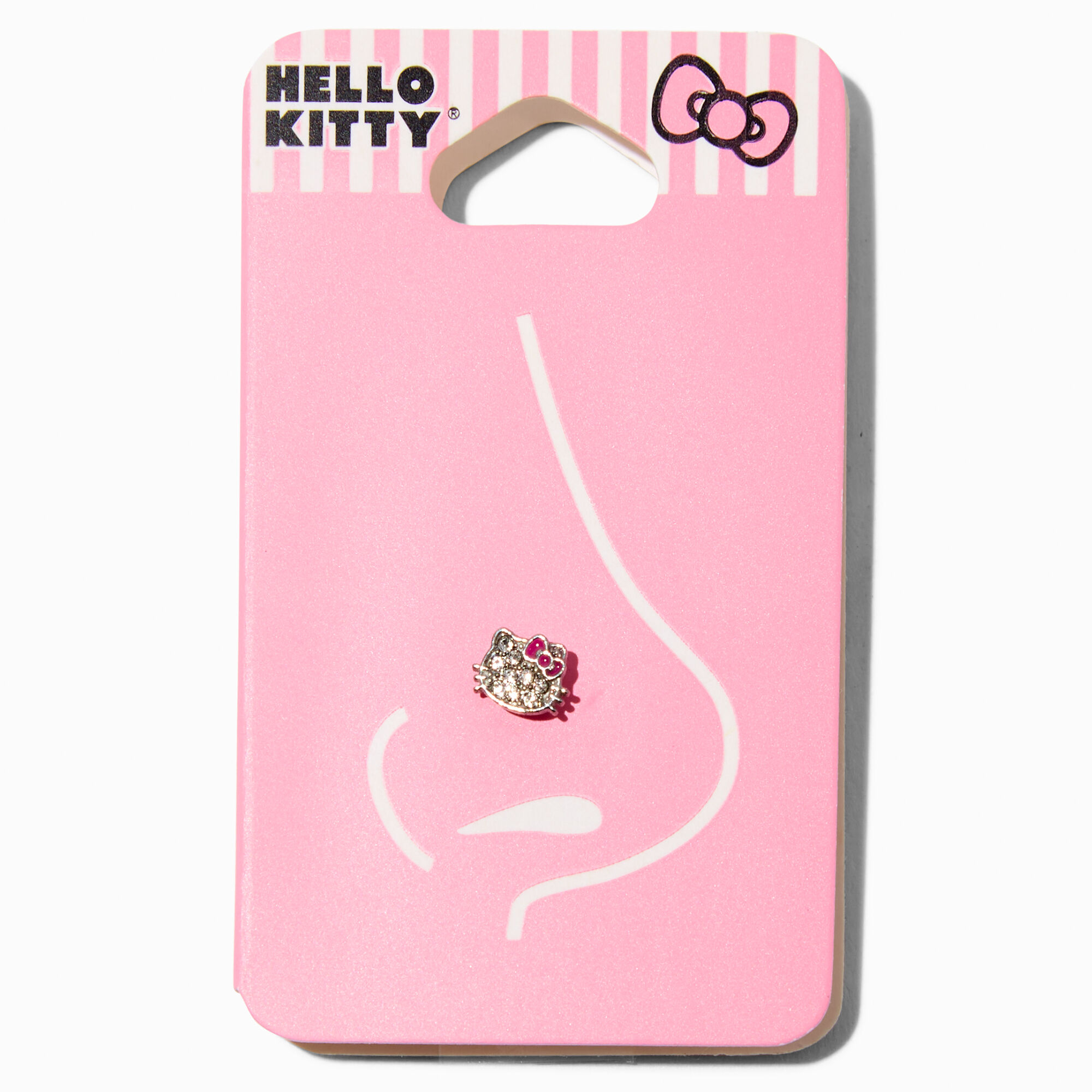 16G Hello Kitty® Stainless Steel Crystal Face Nose Stud,