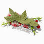 Red Flowers &amp; Greenery Hair Comb,