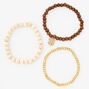 Palm Leaf Beaded Stretch Bracelets - 3 Pack,