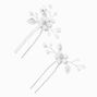 White Pearl Leaf Spray Hair Pins - 2 Pack,