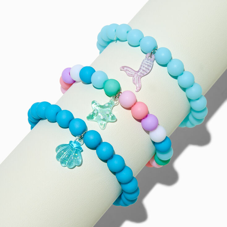 Claire&#39;s Club Mermaid Matte Beaded Stretch Bracelet Set - 3 Pack,