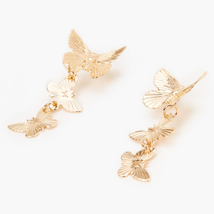 Gold-tone Butterfly 1.5&quot; Drop Earrings,