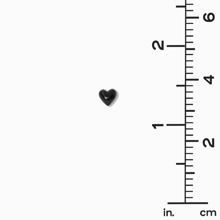 Black Puffy Heart Stud Earrings,