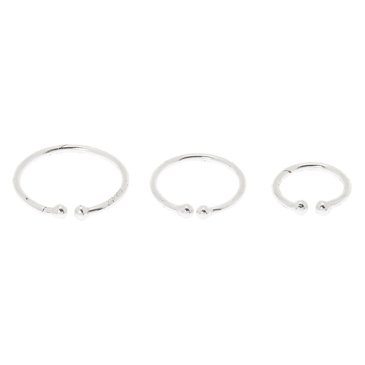 Sterling Silver Faux Nose Rings - 3 Pack,