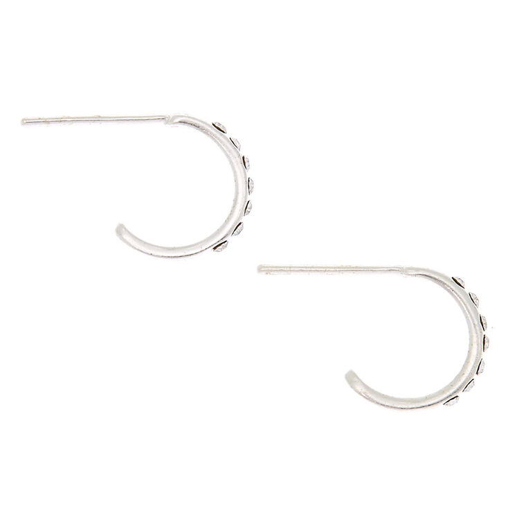 C LUXE by Claire&#39;s Sterling Silver Crystal Half Hoop Earrings,