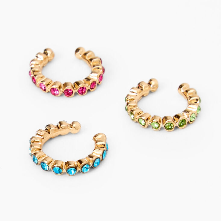 Gold Embellished Hoop Faux Nose Rings - 3 Pack,