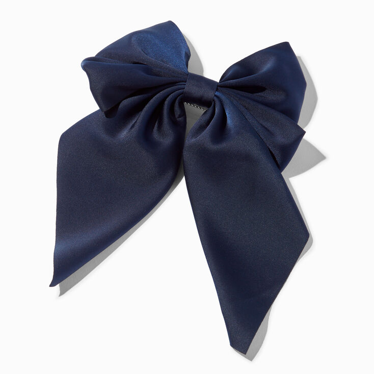 Navy Blue Satin Hair Bow Clip,