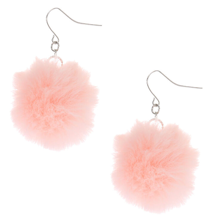 Light Pink Pom Pom 1.5&quot; Drop Earrings,