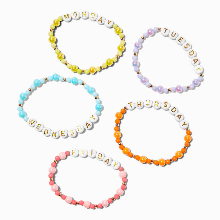 Days of the Week Beaded Stretch Bracelets - 5 Pack ,
