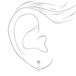 C LUXE by Claire&#39;s Sterling Silver 5MM Pearl Drop Stud Earrings,