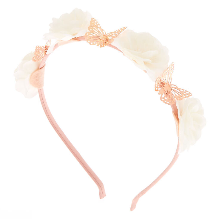 Ivory Flower &amp; Butterfly Headband,