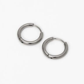 C LUXE by Claire&#39;s Titanium Silver 10MM Tube Hoop Earrings,