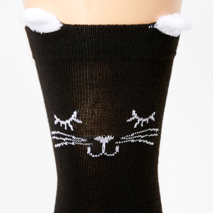 Cat Over The Knee Socks - Black,