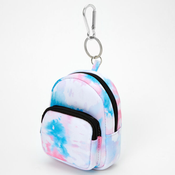 Pastel Tie Dye Mini Backpack Keychain - Pink/Blue,