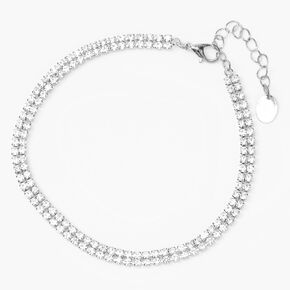 Silver Double Rhinestone Anklet,