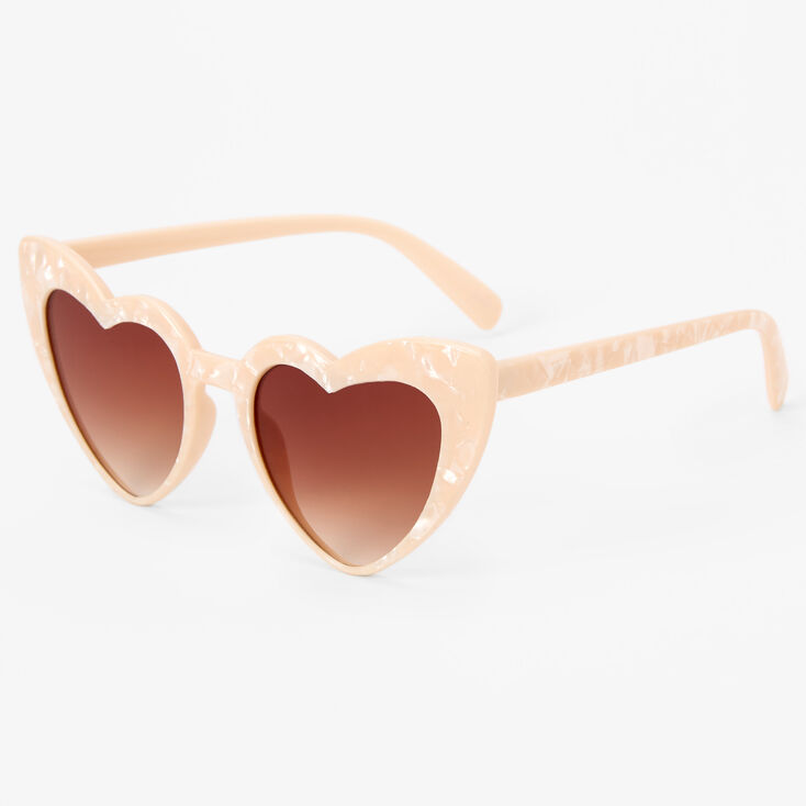 Heart Shaped Cat Eye Sunglasses - Pearlized Pink,