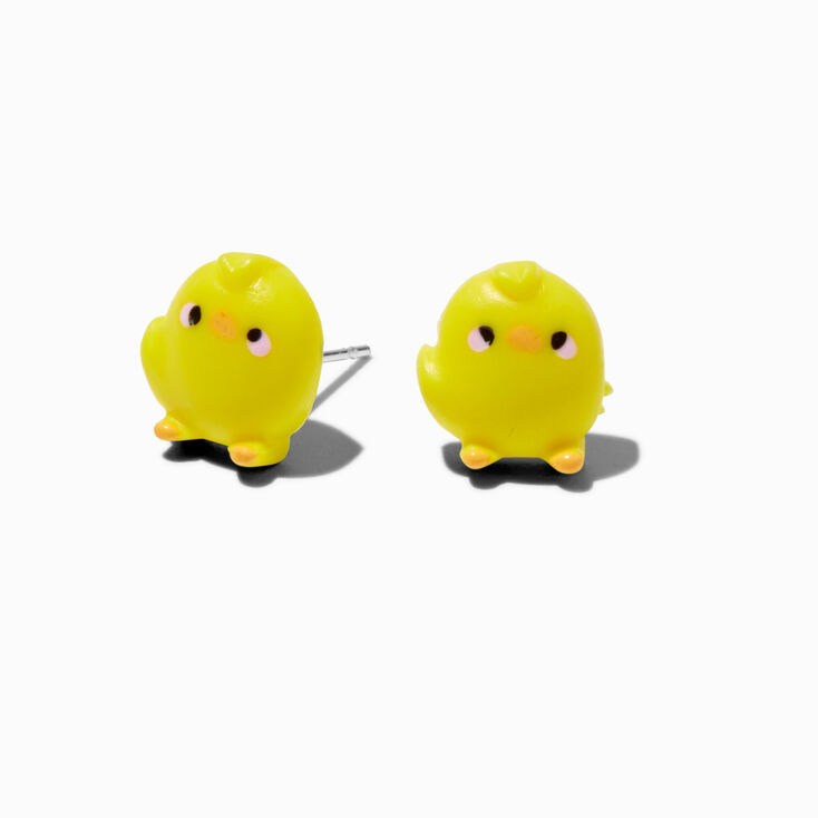 Glow in the Dark Yellow Chicks Stud Earrings,