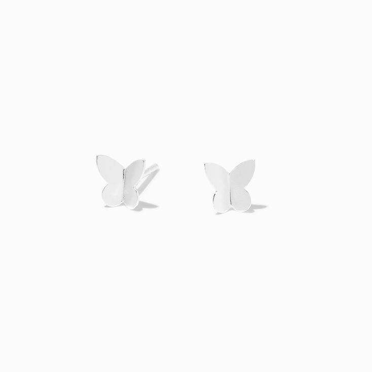 C LUXE by Claire&#39;s Sterling Silver Bent Butterfly Stud Earrings,
