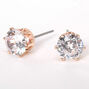 Rose Gold-tone Cubic Zirconia 8MM Round Stud Earrings,