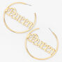 Gold 60MM Queen Script Hoop Earrings,