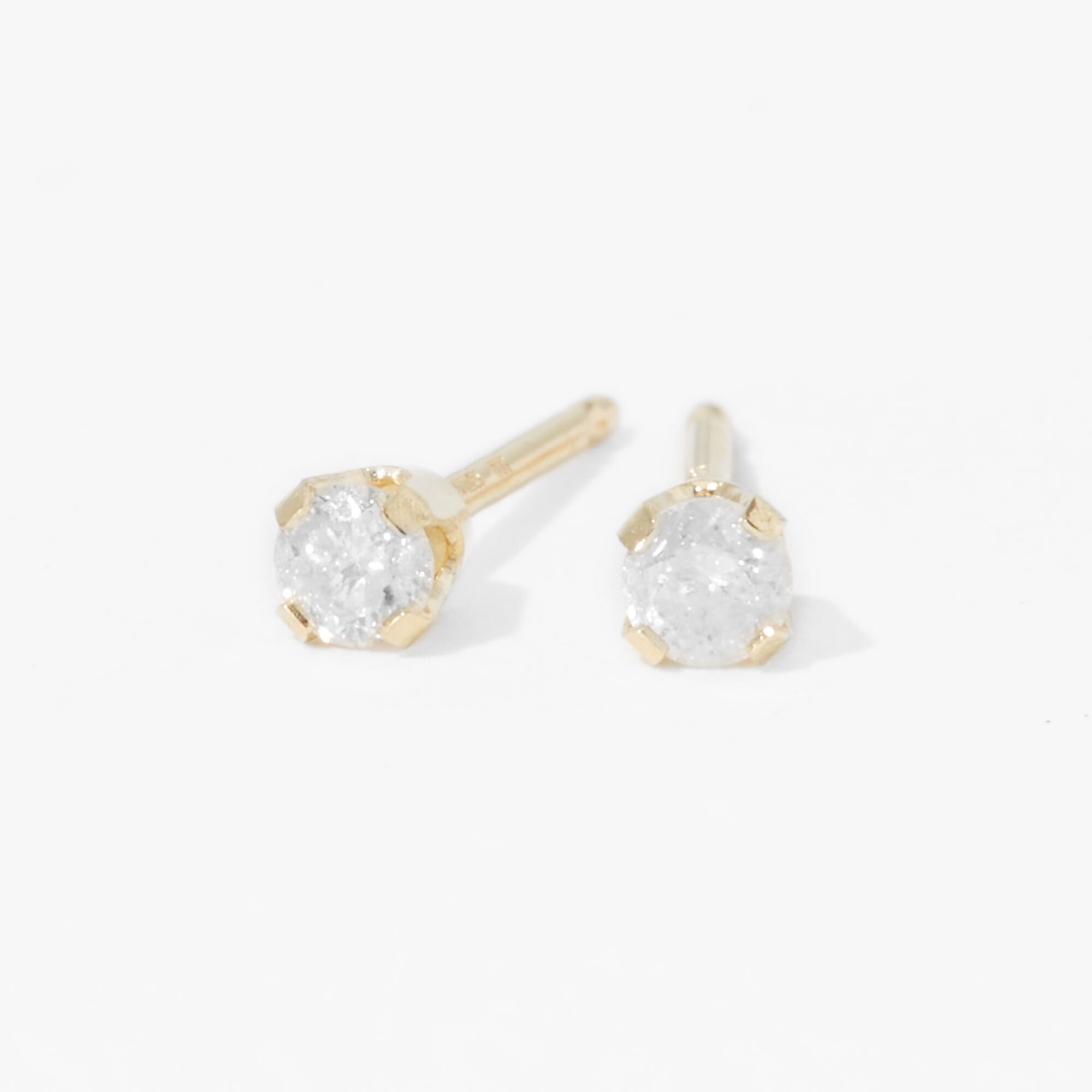 14kt yellow gold 0.1 ct tw diamond studs baby ear piercing kit with ear care solution