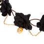 Gold-tone Chain Black Flower Crown Headwrap,