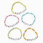 Best Friends Rainbow Beaded Stretch &#39;&#39;Bestie&#39;&#39; Bracelets - 5 Pack,